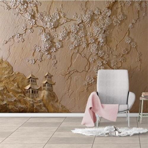 Custom wallpaper 3d обои relief three-dimensional flower mural building living room bedroom restaurant TV background wall paper