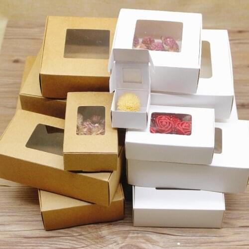5pc large size gifts package window box small kraft white paper candy boxes soap favors Package box home party suppiles