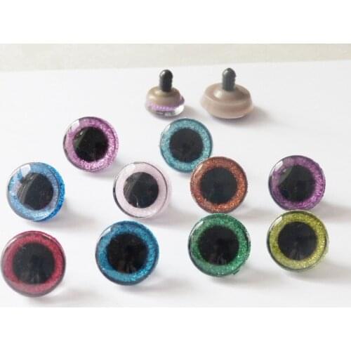 500pcs/lot 16mm-20mm-25mm plastic clear trapezoid safety glitter toy eyes & glitter Nonwovens & white hard washer--size option