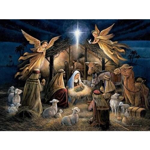 59-44-45.99-Needlework Crafts Full Embroidery French DMC Quality Counted Cross Stitch Kit set Oil painting the Nativity