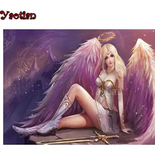 Diamond Painting Kit Animation angel wings girl Full Diamond Embroidery Cross Stitch Rhinestone Painting Picture Wall Decoration