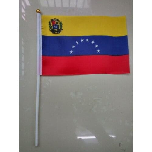 Free shipping xvggdg 14*21cm 100 PCS/ lot Promotion Wholesale allSm Venezuela Hand flag Waving National Flag