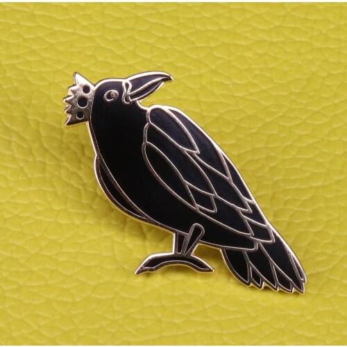 Bird with Crown brooch wonderful vintage crow enamel Pin super fancy animal jewelry