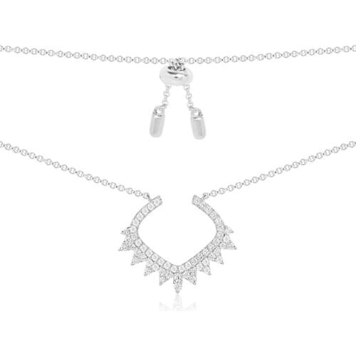 SLJELY 100% S925 Sterling Silver Lace Design Micro Cubic Zirconia Stones Gear Shape Pendant Necklace Women Luxury Brand Jewelry