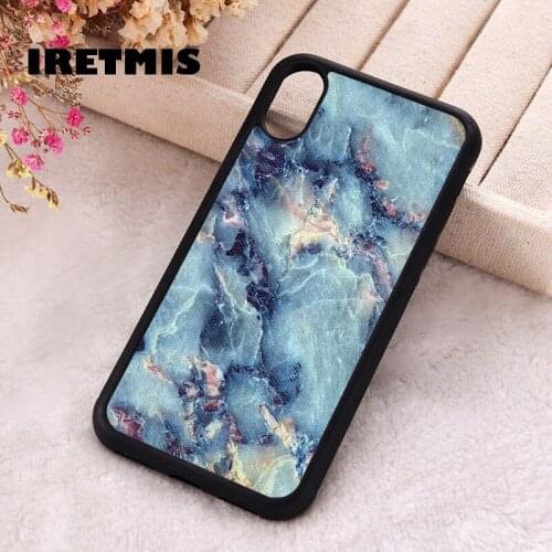 Iretmis 5 5S SE 2020 Phone Cover Case for iPhone 6 6S 7 8 Plus X Xs XR 11 12 Mini Pro Max Rubber Silicone Blue Marble
