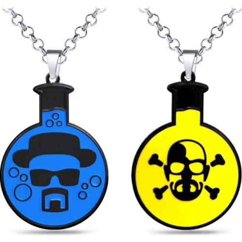 Breaking Bad Necklace Walter White Logo Metal Pendant Skull Link Chain Choker Necklaces Charm Gifts Men Jewelry