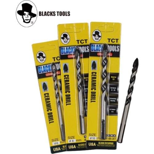Blacks Tools 2PC 6/8/10/12mm Lengthen Triangle Tip Glass Drill Set Tile Cermic Drill Bit Hand Tools