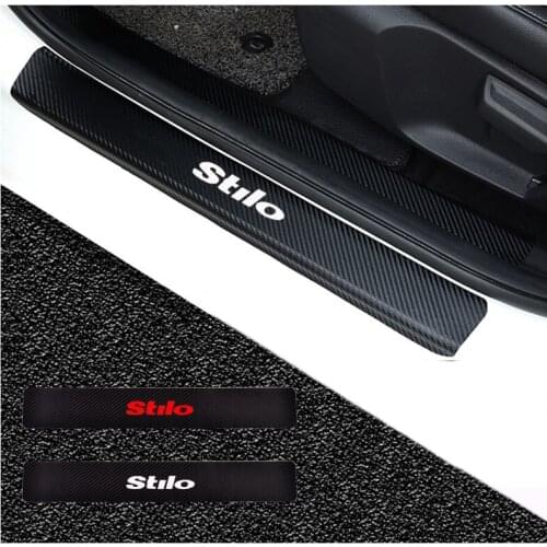 For Fiat Stilo Door Threshold Plate Car Door Sill Step Plate Carbon Fiber Pu leather Car-Styling 2Pcs