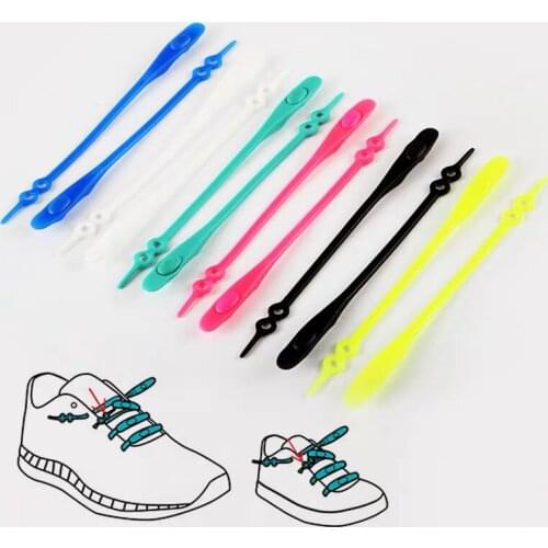 New Arrival 12pcs/lot Elastic Silicone Shoelaces Elastic Shoelace Shoes Accessories Lazy Silicone Shoe Lace No Tie Rubber Lace