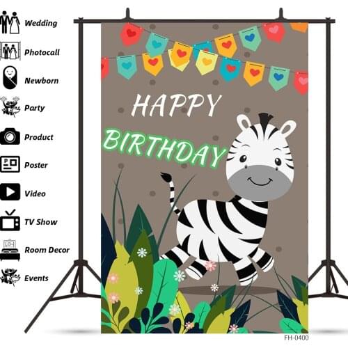 Custom Name Jungle Banner Photo Studio Backdrop Forest Wild Animal Safari Party Background Newborn Baby Kid Birthday Photography