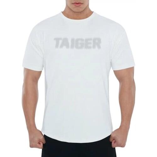 2021 New Men T-shirt Gyms Casual Short Sleeve Bodybuilding Fitness Letter Print Cotton male Summer style Fashion clothes