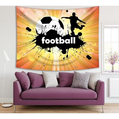 Tapestry Football Player on the Field Heated Game Sun Lights Poster Style Artwork Yellow Orange Black White