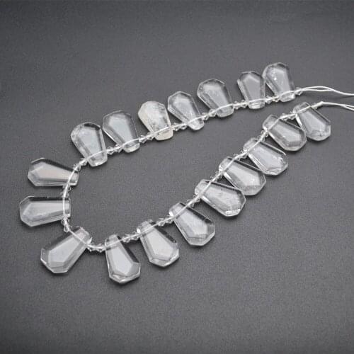 Faceted Natural Gemstone Flat Geometric Shape Loose Beads Crystal Labradorite Amethyst Stone Jewelry DIY Materials 1strand