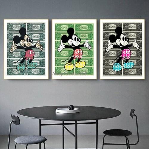 Canvas Painting Disney Classic Anime Mickey Minnie Mouse Posters and Prints Sticker Wall Art Picture Kids Living Room Home Decor