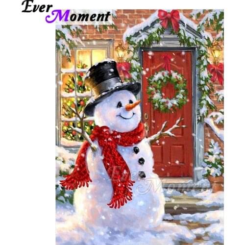 Ever Moment Diamond Painting Full Square Drill Mosaic Snowman Christmas Wall Picture Of Rhinestone Diamond Embroidery ASF1719