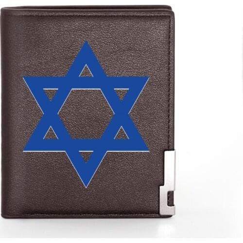 Classic Mogen David Printing Wallet Leather Purse For Men Credit Card Holder Short Male Slim Coin Money Bags