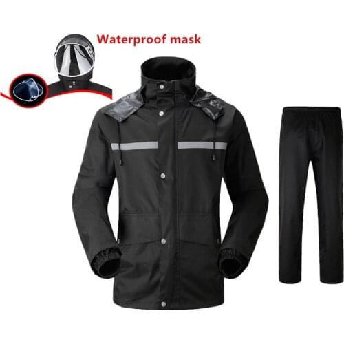 Raincoat Rain Pants Set Men Women Reflective Stripe Split suit Outdoor Camping Riding Motorcycle Waterproof Jackets and Trousers
