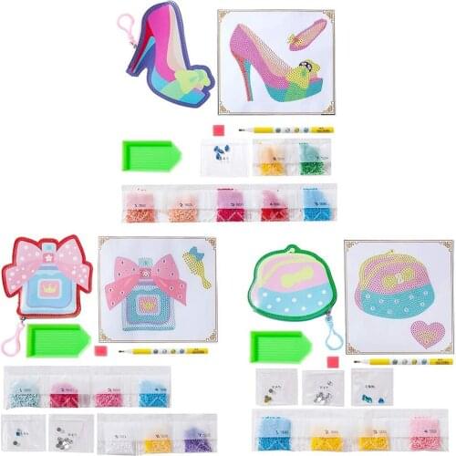 3 Sets Diamond Painting Wallet Cartoon DIY Wristlet Clutch Wallet Embroidery Coin Purse Gifts Handmade Diamond Painting Craft