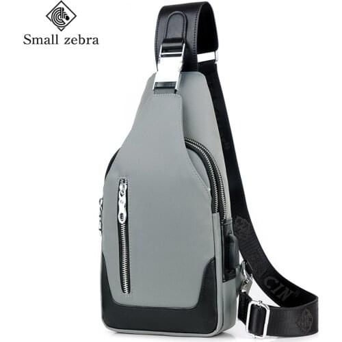 Men Spalshproof Oxford Chest Bag with Earphone Jack Lightweight Travel Shoulder Bag Fit for 7.9" Ipad Bags