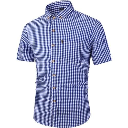 Summer Plaid Shirt Men Shirts 2020 New Arrivals Chemise Homme Mens Shirts Short Sleeve Shirt Men Blouse Streetwear Fashion B724