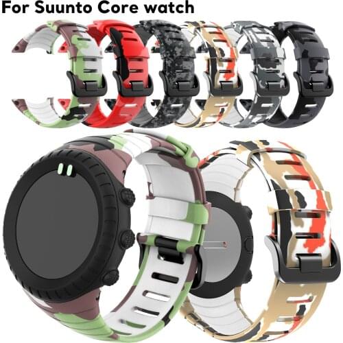 Soft Silicone Watch Strap For Suunto Core Smart Watch Band Replacement Watchband for Suunto Core Camouflage Rubber Bracelet