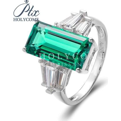 2020 New hot sale design green diamond emerald cut ring wholesale jewelry in 14k gold emerald wedding engagement rings Серьги