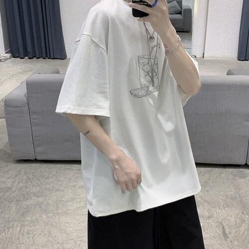 New Summer Men 's Fashion Fitness Cotton Casual Loose T-Shirts Short Sleeve Round Neck T Shirt Beer Printed Top Tees M-3XL Cloth