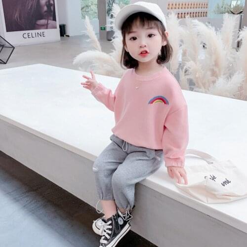Girls 2021 Pure Cotton New Fashionable Childrens Trendy Baby Girl Spring and Autumn Leisure Two-piece Suit Girls Cute Outfits