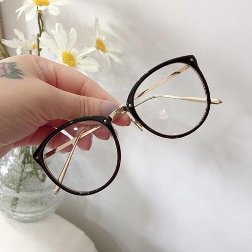 Optical Glasses Frame Women Men Round Oversized Eyeglasses Frames Metal Spectacles Clear Lenses Glasses Fashion Leopard