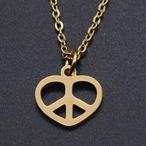 Peace Heart Stainless Steel Charm Necklace for Women Fashion Jewelry Necklaces Wholesale Accept OEM Order Dropshipping