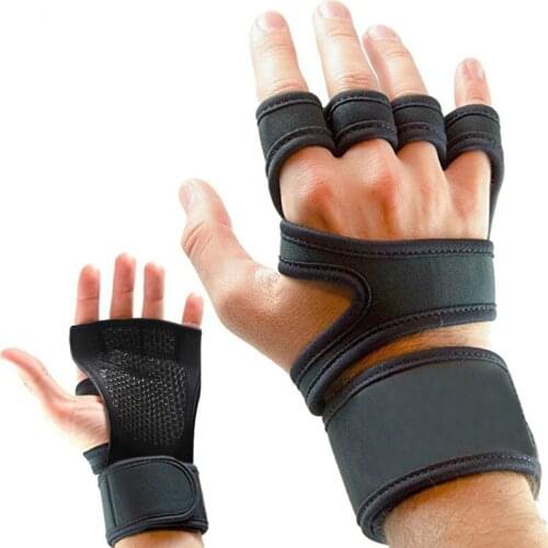Gym Fitness Gloves Hand Palm Protector with Wrist Wrap Support Crossfit Workout Bodybuilding Power Weight Lifting Glove Cycling