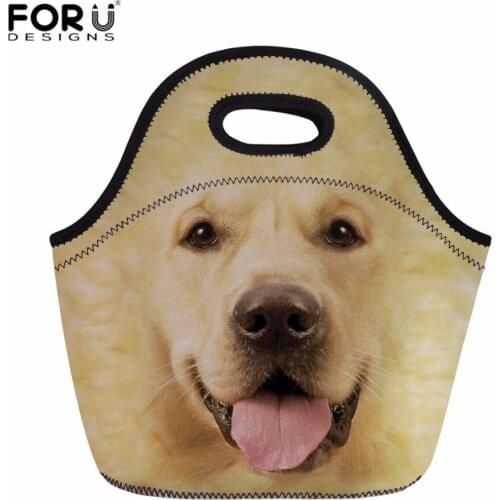 FORUDESIGNS 3d Dog Printed Portable Lunch Bag Thermal Insulated Snack Lunch Box Carry Tote Storage Bag Travel Picnic Food Pouch
