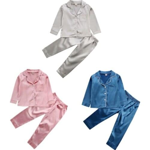 2-7Years Kid Baby Boys Girls Pajamas Pyjamas Kids Child Long Sleeve Sleepwear Nightwear