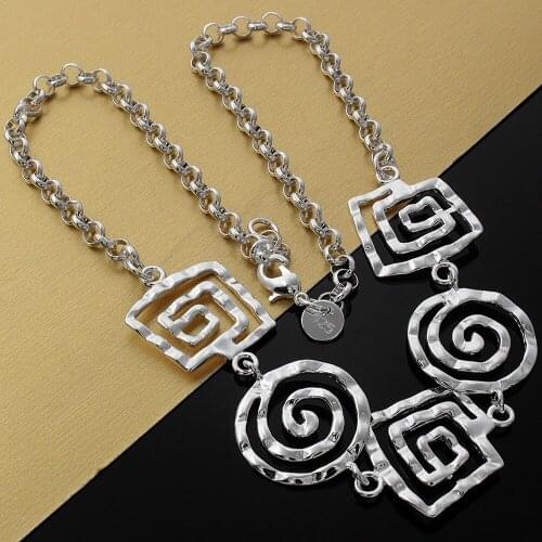 Hot Popular Retro Spiral pattern Pendant 925 Sterling Silver Necklace For Women fashion party Jewelry Wedding Christmas gifts
