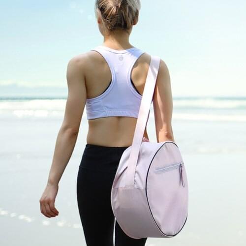 Single Shoulder Durable Mat Large Capacity Circle Wheel Sports Fashion With Pocket Zipper Closure Towel Fitness Storage Yoga Bag