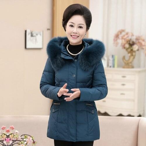 Womens Down Jacket Winter Coat Women Middle-aged Elderly Plus Size 6xl Down Jackets Parka with Hat Chaqueta Mujer KJ700