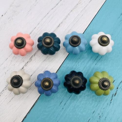 Mix Ceramic Cabinet Knobs, Vintage Pumpkin Shape Design Door Knob, Cupboard Wardrobe Dresser Furniture Kitchen Drawer Handles