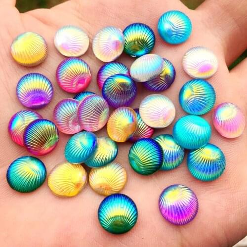 Diy400pcs 10mm mixed color shell pattern, round eyes rhinestone color cutting party decoration color resin diamond