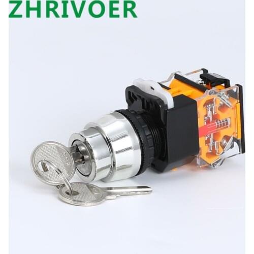 22mm la38-11y2 la38-11y3 electric rotary switch knob 2/3 position selector power key switch self-locking 1no 1nc