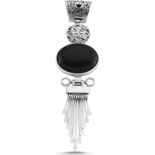 Silverlina Silver Onyx Stone Handwork Pendant