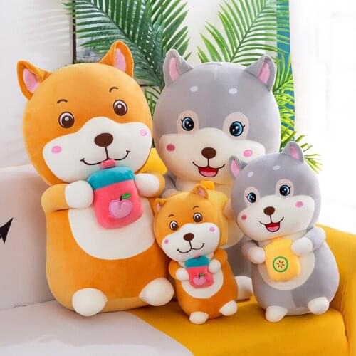 25-45 cm cute fruit milk tea husky plush toy doll bed accompany sleeping doll doll pillow birthday gift
