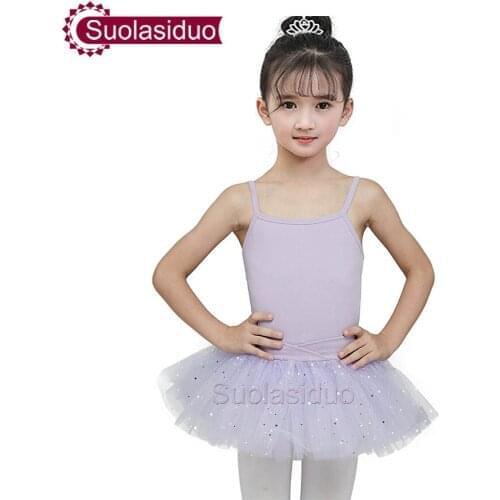 Light Purple Practice Ballet Dance Skirt Kids Ballet Leotards Dancing Dresses Children Training Clothes Gymnastics Leotards
