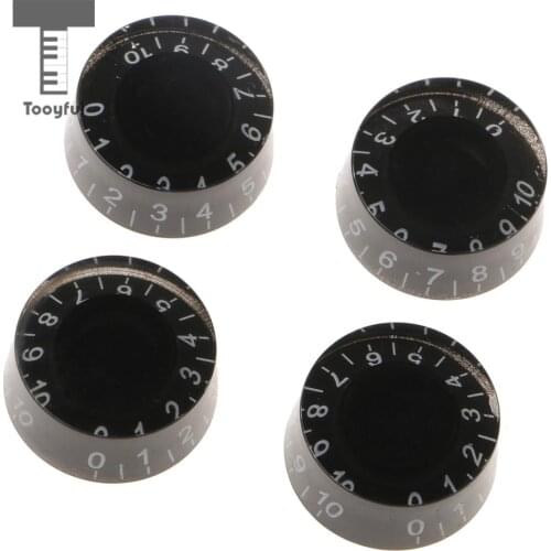 Tooyful Set of 4 Black Plastic Speed Volume Control Knobs with White Scale Replacement for Electric Guitar Parts