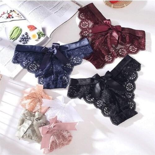 3pcs Sweet Ladies Transparent Breathable Lace Panties Women G String Panty Sexy Hollow Out Girl Briefs Underwear