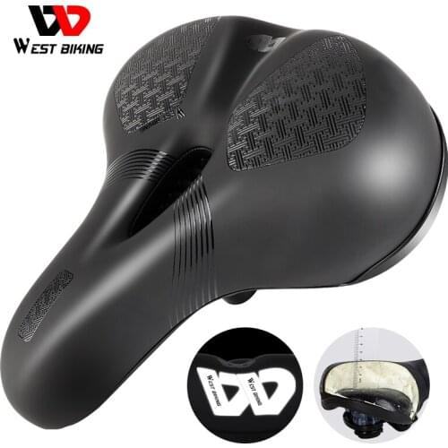 WEST BIKING Thicken Widen Bicycle Saddle Breathable Shock-absorbing Road MTB Bike Seat Reflective Soft Pad Cushion For Bicycle