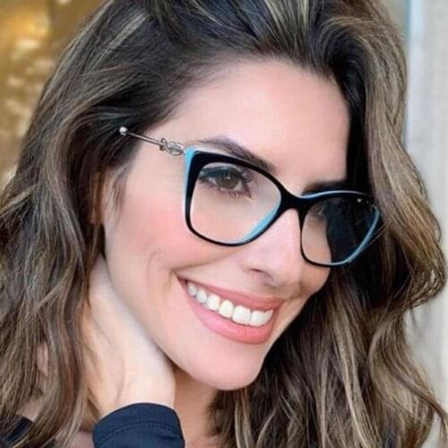 Ladies Pink Sqaure Glasses Frames For Women Metal Leg Brand Designer Optical Glasses Fashion Eye Frames Female Computer Glasses