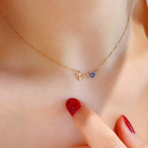 Morivovog 925 Sterling Silver Heartbeat Wave Heart Pendant Necklace for Women 14K Gold Simple Necklace Luxury Birthday Jewelry