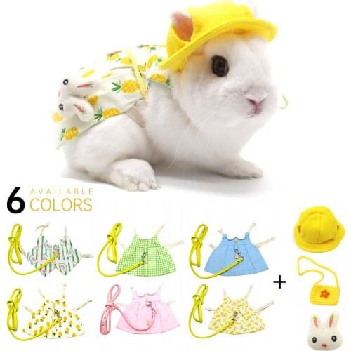 Cute Bunny Vest Harness Outdoor Leash Set Rabbit Clothing Suit Button Decor Small Pet Kitten Small Animal Clothes Animal Walking