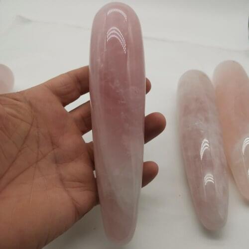 18cm Natural rose quartz crystal wand Personality pink quartz massage stick Gemstone beauty bar Yoni Healing for women gift 18cm