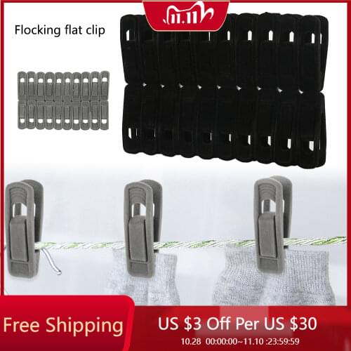 20pcs/set Artifical Velvet Flocked Non Slip Hanger Coat Clips Useful Clothes Clip Drying Racks Durable Eco-friendly Windproof